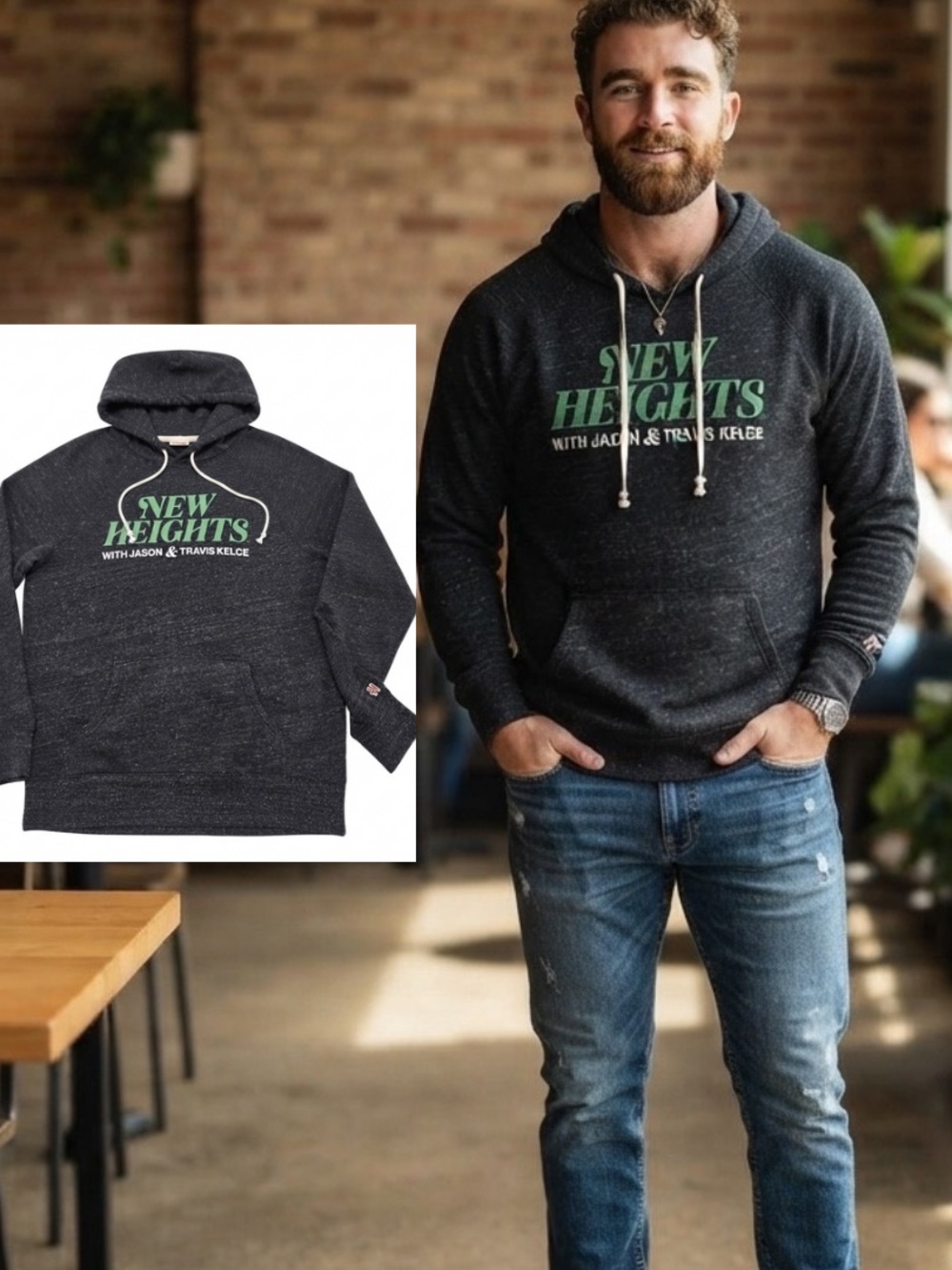 Homage New Heights Podcast Jason & Travis Kelce Charcoal Grey Hoodie Size XL